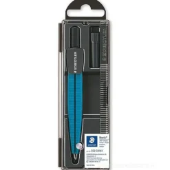 Compasso di precisione per la scuola con spilla di sicurezza colore blu