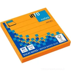 Confezione 12 blocchetti da 80 notes adesivi arancio fluo a righe mm 75x75