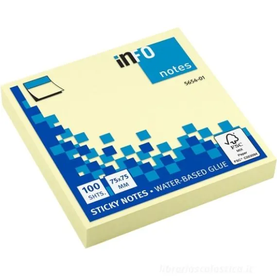Confezione 12 blocchetti da 100 notes adesivi gialli mm 75x75
