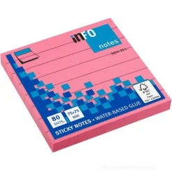 Confezione 12 blocchetti da 80 notes adesivi rosa fluo a righe mm 75x75