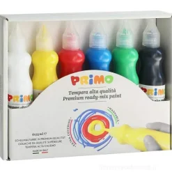 Confezione 6 bottigliette colori a tempera solidi 75ml