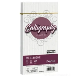 Confezione 25 buste Calligraphy Millerighe cm 11x22 gr 100 colore bianco