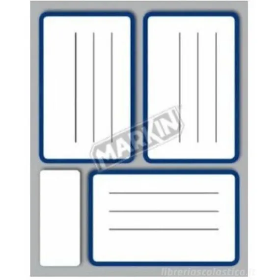 Confezione 10 buste da 10 fogli formato A6 etichette autoadesive 83x53mm carta rigata Markin