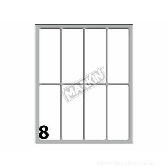 Confezione 10 buste da 10 fogli formato A6 etichette autoadesive 70x27mm carta bianca Markin