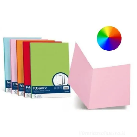 Confezione 50 cartelline Folder Luce in cartoncino formato A4 (colori assortiti)