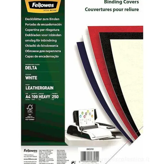 Confezione 100 copertine per rilegatrice Delta bianco formato A4