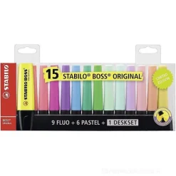 Confezione 15 evidenziatori Stabilo Boss Original