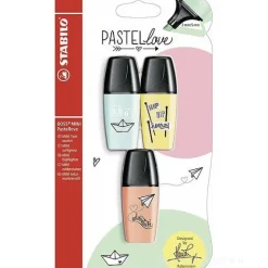 Confezione 3 evidenziatori Stabilo Boss Mini PastelLove azzurro giallo arancio