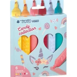 Confezione 6 evidenziatori Tratto Video Candy Collection