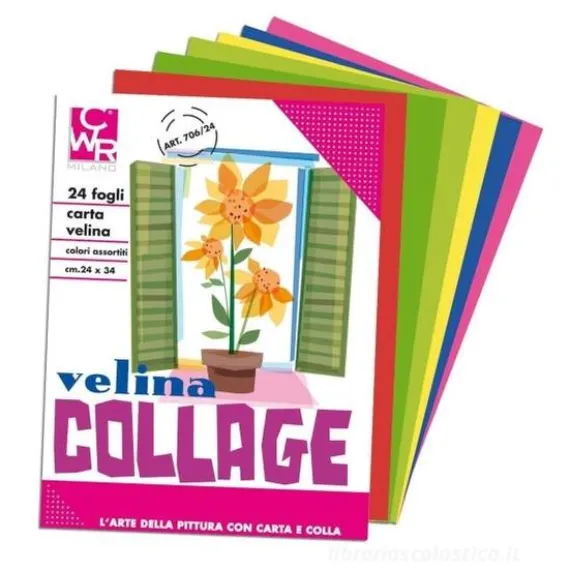 Confezione 24 fogli carta velina colorata cm 24x34