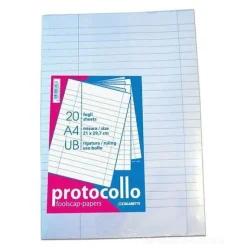 Confezione 20 fogli protocollo A4 rigatura uso bollo