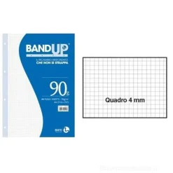 Confezione 40 fogli ricambio rinforzati A4 Maxi Band-Up 90 grammi a quadretti 4 mm