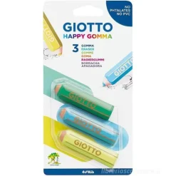 Confezione 3 gomme per cancellare Giotto Happy (colori assortiti)