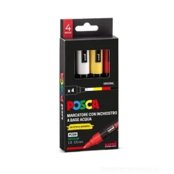 Confezione 4 marcatori Posca punta media colori assortiti (M PC5M 4P)