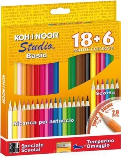 Confezione 18+6 matite colorate Studio Basic con temperino omaggio