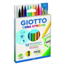 Confezione 12 pastelli a cera con temperino Giotto Cera Strong
