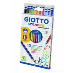 Confezione 10 pastelli cancellabili Giotto Stilnovo con temperamatite e gomma
