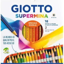Confezione 18 pastelli Giotto supermina e 2 matite in grafite