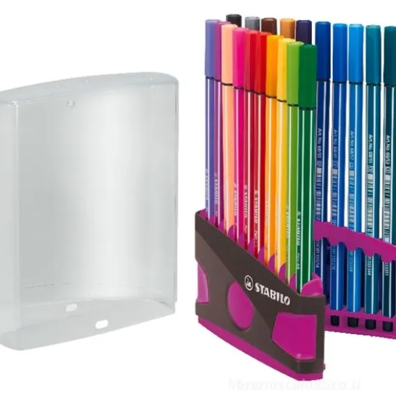 Confezione 20 pennarelli ColorParade Pen 68 astuccio antracite rosa