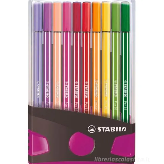 Confezione 20 pennarelli ColorParade Pen 68 astuccio antracite rosa