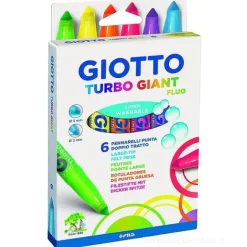 Confezione 6 pennarelli lavabili Turbo Giant Fluo