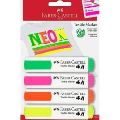 Confezione 4 pennarelli marcatori per tessuti colori fluo