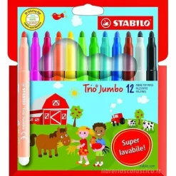 Confezione 12 pennarelli maxi lavabili Trio Jumbo