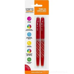 Confezione 2 penne a gel cancellabili e ricaricabili tratto 0,7 mm colore rosso