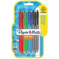 Confezione 8 penne a sfera a scatto InkJoy 100 4 colori
