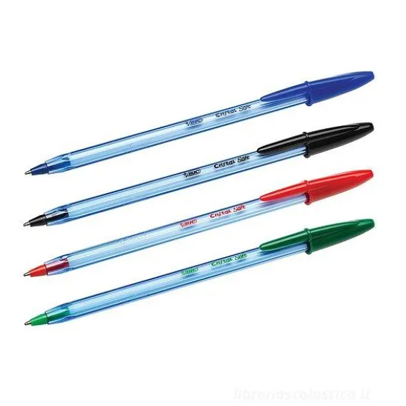 Confezione 4 penne a sfera Bic Cristal Soft colori assortiti
