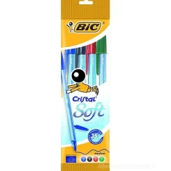 Confezione 4 penne a sfera Bic Cristal Soft colori assortiti