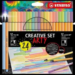 Confezione 12 penne colorate Point 88 e 12 penne colorate Pen 68 Arty colori pastello
