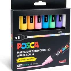 Confezione 8 pz. marcatore Posca punta media 4 Pz ColoriPastel Assortiti (M PC5MP 8P)