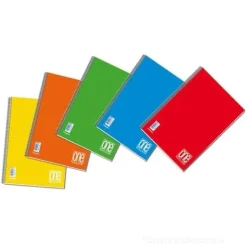 Confezione 5 quaderni spiralati One Color formato A5 cm 15x21 60 fogli quadretti 5mm (colori assortiti)