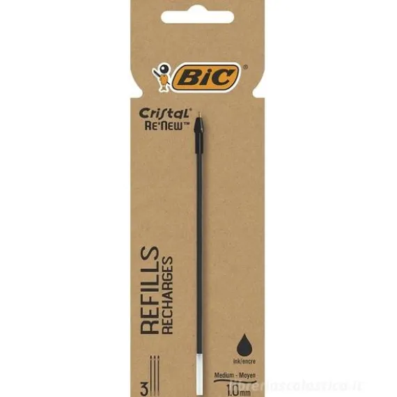 Confezione 3 refill penna Cristal Re'New nero
