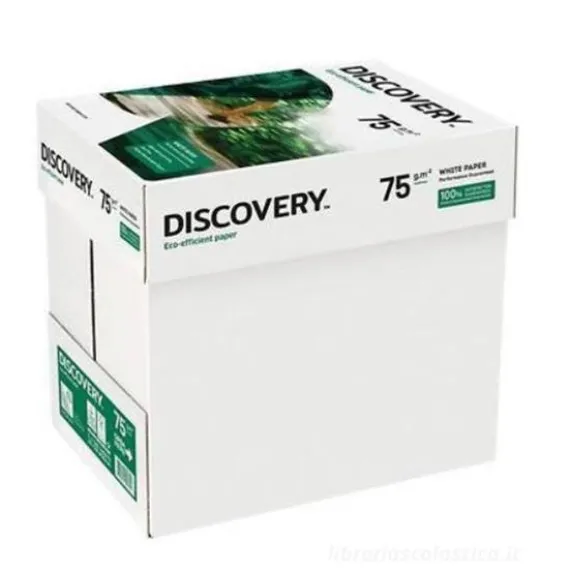 Confezione 5 risma 500 fogli carta fotocopie A4 75 grammi Discovery