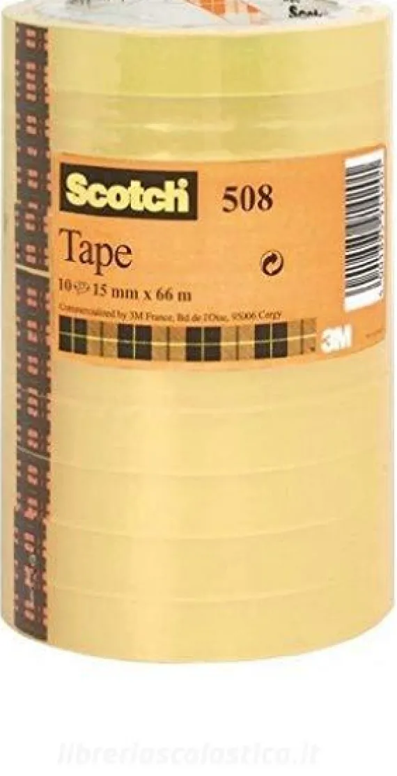 Confezione 10 rotoli nastro adesivo Scotch trasparente 15mm x 66 metri