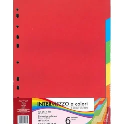 Confezione 6 separatori colorati in cartoncino a perforazione universale formato A4