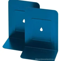 Coppia reggilibri in metallo blu