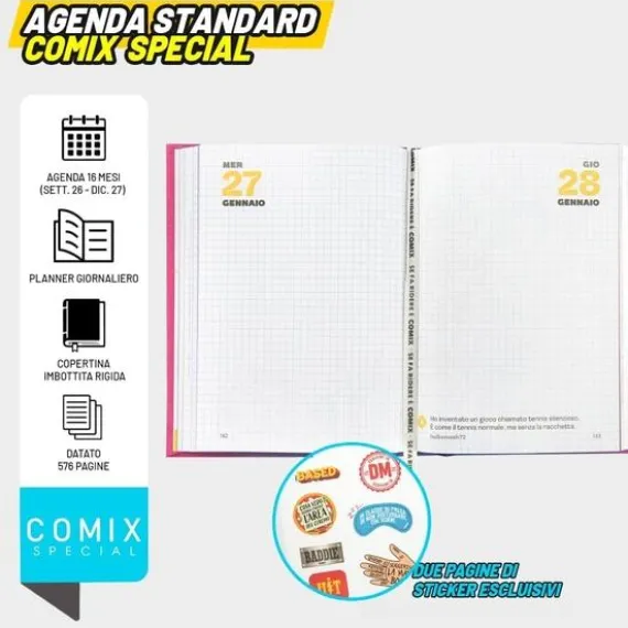 Diario Agenda Comix 2026-2027 giornaliera standard 16 mesi Special Glitter Viola Scuole Medie e Superiori (75692FV)