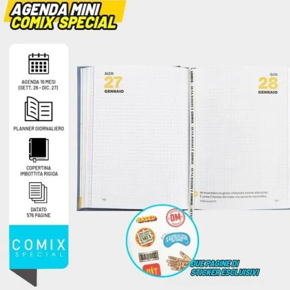 Diario Agenda Comix 2026-2027 giornaliera mini 16 mesi Special Nero Scuole Medie e Superiori (75691BK)