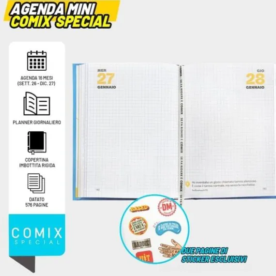 Diario Agenda Comix 2026-2027 giornaliera mini 16 mesi SpecialBlue Scuole Medie e Superiori (75691BB)
