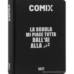 Diario Agenda Comix 16 mesi Mignon Plus Black&Silver - Diario scolastico 2026-2027