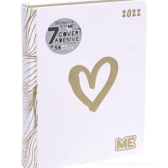 Diario agenda Luxury ME My Evolution 2022-2023 16 mesi. Bianco oro (simbolo cuore)