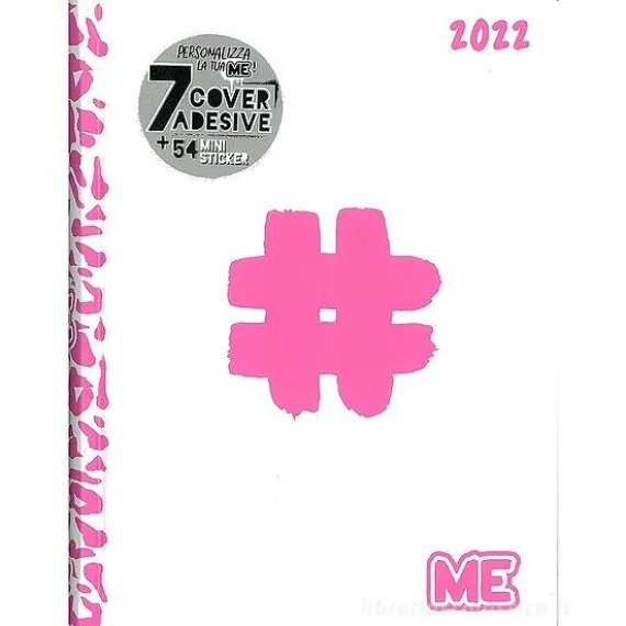 Diario agenda ME My Evolution 2021-2022 16 mesi. Bianco fucsia (simbolo cancelletto)