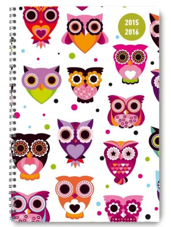 Diario settimanale 2016 Collegetimer Owls A5 Rilegatura a spirale