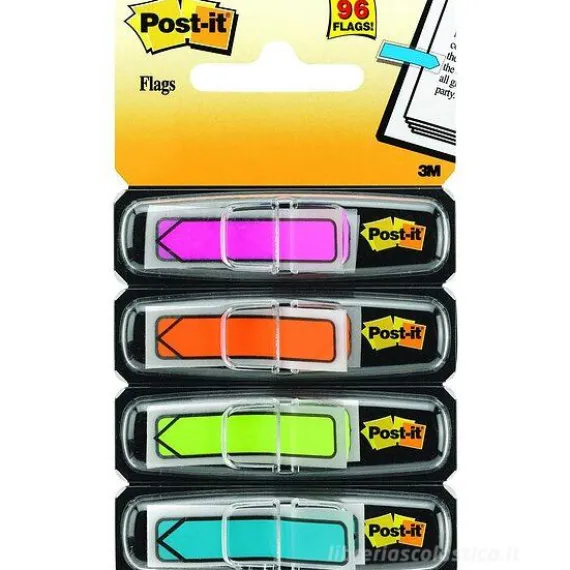 Dispenser mini Post-It segna pagina a forma di freccia 4 colori da 24 foglietti ciascuno