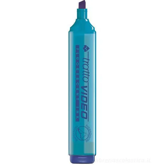 Evidenziatore con punta a scalpello Tratto Video azzurro