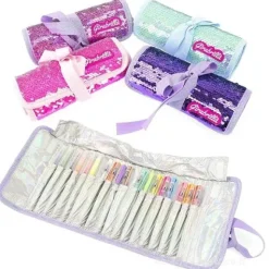 Girabrilla-Nice Group Astuccio Puffer Pencil Case per Bambine, in Paillettes Reversibili, Colore Casuale, Taglia Unica, 19012 (AZ)