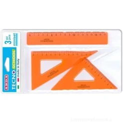Mini set da disegno 3 pezzi TecnoSchool Fluo Colors